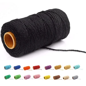 (109 Yards/1.5mm/35 Colors Optional) Macrame Cord Craft Macramé Cotton Baker Twine Craft Making Knitting Cord Rope DIY Wedding Decor Supply Christmas Wrapping String Rope (Black) (109 Yards/1.5mm/35 Colors Optional) Macrame Cord Craft Macramé Cotton Baker Twine Craft Making Knitting Cord Rope DIY Wedding Decor Supply Christmas Wrapping String Rope (Black)