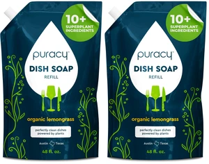 Natural Dish Soap Refill - Skin-Softening Plant-Based Liquid Dishwashing Detergent Soap, Clean-Rinsing Water-Sheeting Formula (Organic Lemongrass, 48 fl oz) (Pack of 2) Natural Dish Soap Refill - Skin-Softening Plant-Based Liquid Dishwashing Detergent Soap, Clean-Rinsing Water-Sheeting Formula (Organic Lemongrass, 48 fl oz) (Pack of 2)
