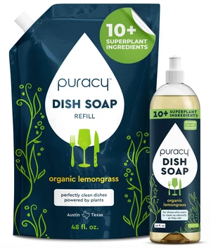 Natural Dish Soap Refill - Skin-Softening Plant-Based Liquid Dishwashing Detergent Soap, Clean-Rinsing Water-Sheeting Formula (Organic Lemongrass, 16+48 fl oz) Natural Dish Soap Refill - Skin-Softening Plant-Based Liquid Dishwashing Detergent Soap, Clean-Rinsing Water-Sheeting Formula (Organic Lemongrass, 16+48 fl oz)