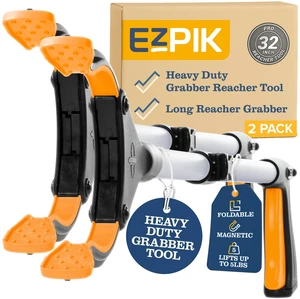 ® Grip Aid Tool Grabber Reacher + Magnets - Grabbers for Seniors, Trash Picker Upper Grabber - Trash Grabber Tool- Reacher Grabber Pickup Tool (Silver, 32 (Pack of 2)) ® Grip Aid Tool Grabber Reacher + Magnets - Grabbers for Seniors, Trash Picker Upper Grabber - Trash Grabber Tool- Reacher Grabber Pickup Tool (Silver, 32 (Pack of 2))