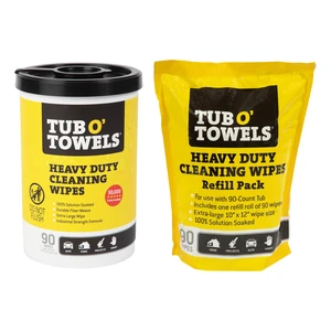 Heavy Duty, 10" x 12", Multi-Surface Cleaning Wipes, 90-Count Canister & Refill Pack, White Heavy Duty, 10" x 12", Multi-Surface Cleaning Wipes, 90-Count Canister & Refill Pack, White