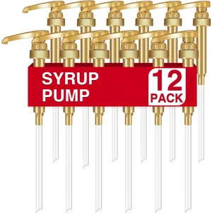 Coffee Syrup Pumps, 12 Pack Gold Syrup Pump, Skinny Syrup Pump for 750ml 25.4oz Syrup Bottle, Syrup Pumps Dispenser for Kitchen Dinning Coffee Bar Drinking Mixes,DaVinci,Jordans Coffee Syrup Pumps, 12 Pack Gold Syrup Pump, Skinny Syrup Pump for 750ml 25.4oz Syrup Bottle, Syrup Pumps Dispenser for Kitchen Dinning Coffee Bar Drinking Mixes,DaVinci,Jordans