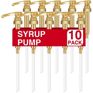 Coffee Syrup Pump, 10 Pack Gold Syrup Pump Skinny Syrup Pump for 750ml 25.4oz Syrup Bottle, Syrup Pump Dispenser for Coffee Bar Drinking Mixes,Davinci,Jordans Coffee Syrup Pump, 10 Pack Gold Syrup Pump Skinny Syrup Pump for 750ml 25.4oz Syrup Bottle, Syrup Pump Dispenser for Coffee Bar Drinking Mixes,Davinci,Jordans