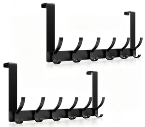 Over The Door Hooks, Door Hanger Hooks for Hanging, Over The Doors Towel Racks for Bathroom with 12 Coat Hook, Coat Rack Bathroom Accessories2 Pack, Black Over The Door Hooks, Door Hanger Hooks for Hanging, Over The Doors Towel Racks for Bathroom with 12 Coat Hook, Coat Rack Bathroom Accessories2 Pack, Black