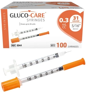 0.3 ml/cc Syringes 31G x 5/16" (8mm), Orange Cap,100 pcs/bx Fine Tip, Home & Lab Use, Clear Barrel, Bold Scale, Smooth Plunger Movement with back-end stopper, Leak-Proof Design 0.3 ml/cc Syringes 31G x 5/16" (8mm), Orange Cap,100 pcs/bx Fine Tip, Home & Lab Use, Clear Barrel, Bold Scale, Smooth Plunger Movement with back-end stopper, Leak-Proof Design