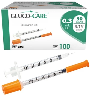 0.3 ml/cc Syringes 30G x 5/16" (8mm), Orange Cap, 100pcs/box Fine Tip, Home & Lab Use, Clear Barrel, Bold Scale, Smooth Plunger Movement with back-end stopper, Leak-Proof Design 0.3 ml/cc Syringes 30G x 5/16" (8mm), Orange Cap, 100pcs/box Fine Tip, Home & Lab Use, Clear Barrel, Bold Scale, Smooth Plunger Movement with back-end stopper, Leak-Proof Design
