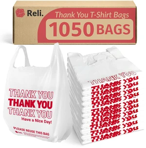 Plastic Bags Thank You (1050 Count) White Grocery Bags Handles | Shopping (Plastic) Plastic Bags Thank You (1050 Count) White Grocery Bags Handles | Shopping (Plastic)