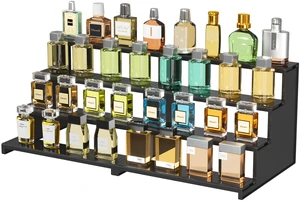 12" Perfume Organizer, Cologne Stand Tool-Free Assembly, 2 Pcs Black Display Riser Shelf for Makeup, Skincare, Nail Polish, Spice, Figure, Bedroom Bathroom Counter Storage Room Decor 12" Perfume Organizer, Cologne Stand Tool-Free Assembly, 2 Pcs Black Display Riser Shelf for Makeup, Skincare, Nail Polish, Spice, Figure, Bedroom Bathroom Counter Storage Room Decor