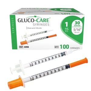 1 ml/cc Syringes 30G x 5/16 (8mm), Orange Cap, 100/box Fine Tip, Home & Lab Use, Clear Barrel, Bold Scale, Smooth Plunger Movement with back-end stopper, Leak-Proof Design 1 ml/cc Syringes 30G x 5/16 (8mm), Orange Cap, 100/box Fine Tip, Home & Lab Use, Clear Barrel, Bold Scale, Smooth Plunger Movement with back-end stopper, Leak-Proof Design