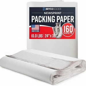 Large Packing Paper, 24" x 36", 160 Sheets, 10 lbs, Made in USA Recyclable Newsprint Paper for Moving, Shipping, Wrapping Dishes & Fragile Items, Pet Cage Liners Large Packing Paper, 24" x 36", 160 Sheets, 10 lbs, Made in USA Recyclable Newsprint Paper for Moving, Shipping, Wrapping Dishes & Fragile Items, Pet Cage Liners