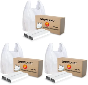 Plastic Bags - 300 Pack (11.5'x 6.5" x 21') with Handles for Small Business, Restaurants, Grocery & Trash Plastic Bags - 300 Pack (11.5'x 6.5" x 21') with Handles for Small Business, Restaurants, Grocery & Trash