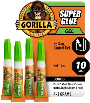 Super Glue Gel, Clear Glue, Four 3 Gram Tubes (Pack of 1) - All Purpose and Fast Setting for Projects and Repairs Super Glue Gel, Clear Glue, Four 3 Gram Tubes (Pack of 1) - All Purpose and Fast Setting for Projects and Repairs