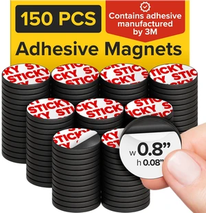 Sticky Flexible Adhesive Magnets for Crafts, 0.8"x0.08" (20x2mm), 150 pcs Flexible Sticky Magnetic Dots for Office & School Supplies, Whiteboard, Crafts, Fridge, School Projects & Classroom Decor Sticky Flexible Adhesive Magnets for Crafts, 0.8"x0.08" (20x2mm), 150 pcs Flexible Sticky Magnetic Dots for Office & School Supplies, Whiteboard, Crafts, Fridge, School Projects & Classroom Decor
