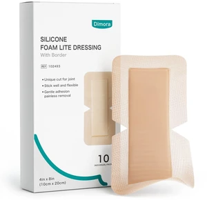 Silicone Foam Dressing 4X8 Large Bandages for Elbow Shoulder Knee Silicone Foam Dressing 4X8 Large Bandages for Elbow Shoulder Knee
