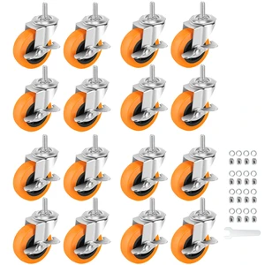 Caster Wheels with Threaded Stem, 3 Inch Locking Swivel Casters Set of 16 3/8"-16 x 1 (Screw Diameter 3/8", Length 1") Polyurethane Swivel Castors, 360 Degree Caster with Brake Wheels for Furniture Caster Wheels with Threaded Stem, 3 Inch Locking Swivel Casters Set of 16 3/8"-16 x 1 (Screw Diameter 3/8", Length 1") Polyurethane Swivel Castors, 360 Degree Caster with Brake Wheels for Furniture