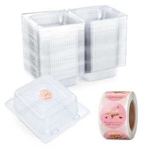 100 Pack Heavy Duty Clear Clamshell Food Containers with 500 Stickers Disposable Plastic Sandwich Containers, Clam Shell Boxes for Cake Slice, Dessert, Hamburger, Salad, Pastry, Takeout Tray 100 Pack Heavy Duty Clear Clamshell Food Containers with 500 Stickers Disposable Plastic Sandwich Containers, Clam Shell Boxes for Cake Slice, Dessert, Hamburger, Salad, Pastry, Takeout Tray