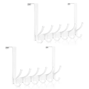 Door Hooks for Hanging, Over The Door Towel Racks for Bathroom, Coat Rack Door Towel Hanger Towel Hooks (2Pack, White, Fit 1-3/4" Doors) Door Hooks for Hanging, Over The Door Towel Racks for Bathroom, Coat Rack Door Towel Hanger Towel Hooks (2Pack, White, Fit 1-3/4" Doors)