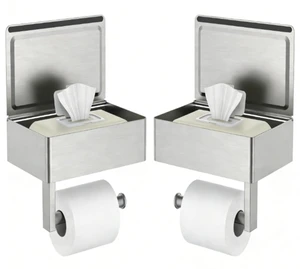 Toilet Paper Holder with Shelf, Wall-Mounted Modern Wipes Dispenser Brushed Nickel 2 Pack Toilet Paper Holder with Storage Fits Wipes, Sanitary Napkins, Tampons 8.0"x5.3" Large Shelf Toilet Paper Holder with Shelf, Wall-Mounted Modern Wipes Dispenser Brushed Nickel 2 Pack Toilet Paper Holder with Storage Fits Wipes, Sanitary Napkins, Tampons 8.0"x5.3" Large Shelf