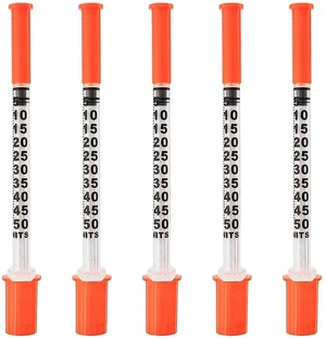 U-100 0.5cc/ml Syringes 31G 5/16 inch(8mm) needles Individual Pack of 36 U-100 0.5cc/ml Syringes 31G 5/16 inch(8mm) needles Individual Pack of 36