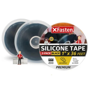 Self Fusing Silicone Tape Waterproof Black 1" x 36 Feet (3-Pack 108ft), Self Amalgamating Tape, Silicone Rubber for Plumbing, Sealing Pipes, Hose Repair, Outdoor Coax and Electrical Cables Self Fusing Silicone Tape Waterproof Black 1" x 36 Feet (3-Pack 108ft), Self Amalgamating Tape, Silicone Rubber for Plumbing, Sealing Pipes, Hose Repair, Outdoor Coax and Electrical Cables