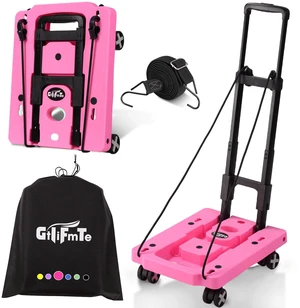Foldable Hand Truck, Lightweight Luggage Cart for Airport Car Seat Compact Folding dolly with Rotating swivel wheel,storage size12×15.7×4.1",300lbs Load,Upright Lock Handle with 3bungee cords Foldable Hand Truck, Lightweight Luggage Cart for Airport Car Seat Compact Folding dolly with Rotating swivel wheel,storage size12×15.7×4.1",300lbs Load,Upright Lock Handle with 3bungee cords