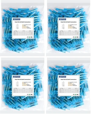 Heat Shrink Butt Connectors, 16-14 AWG 100Pcs Blue Waterproof Electrical Crimp Wire Splice for Marine, Cable, Wiring (Pack of 4) Heat Shrink Butt Connectors, 16-14 AWG 100Pcs Blue Waterproof Electrical Crimp Wire Splice for Marine, Cable, Wiring (Pack of 4)