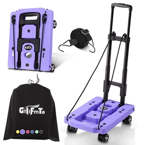 Foldable Hand Truck, Lightweight Luggage Cart for Airport Car Seat Compact Folding dolly with Rotating swivel wheel,storage size12×15.7×4.1",300lbs Load,Upright Lock Handle with 3bungee cords Foldable Hand Truck, Lightweight Luggage Cart for Airport Car Seat Compact Folding dolly with Rotating swivel wheel,storage size12×15.7×4.1",300lbs Load,Upright Lock Handle with 3bungee cords
