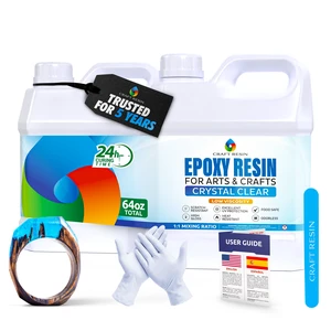 Crystal Clear Epoxy Resin Kit - Food Safe, UV Resistant - 64 Oz Low Viscosity, Self Leveling Casting Resin Epoxy for DIY Art, Wood, Jewelry Making, Coasters & Molds Crystal Clear Epoxy Resin Kit - Food Safe, UV Resistant - 64 Oz Low Viscosity, Self Leveling Casting Resin Epoxy for DIY Art, Wood, Jewelry Making, Coasters & Molds