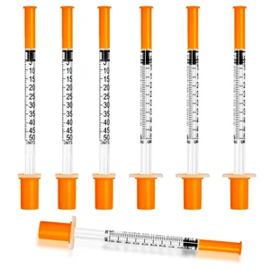0.5ml Syringe with Cap, 29G 1/2" 13mm 1/2cc Syringes, Pack of 100 Disposable Individual Package 0.5ml Syringe with Cap, 29G 1/2" 13mm 1/2cc Syringes, Pack of 100 Disposable Individual Package
