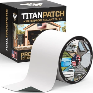 TITANPATCH PRO Waterproof Sealant Tape White 4" x10' Stops Leaks Fast & Stays Sealed for 15+ Years Sticks to RVs, Roofs, Pools, Boats, Gutters Built for Harsh Weather (-40°F to 190°F) TITANPATCH PRO Waterproof Sealant Tape White 4" x10' Stops Leaks Fast & Stays Sealed for 15+ Years Sticks to RVs, Roofs, Pools, Boats, Gutters Built for Harsh Weather (-40°F to 190°F)