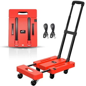 Folding Hand Truck, 500 LB Heavy Duty Luggage Cart, Orange Utility Dolly Platform Cart with 6 Wheels & 2 Elastic Ropes for Luggage, Travel, Moving, Shopping, Office Use Folding Hand Truck, 500 LB Heavy Duty Luggage Cart, Orange Utility Dolly Platform Cart with 6 Wheels & 2 Elastic Ropes for Luggage, Travel, Moving, Shopping, Office Use