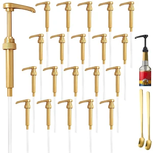 20 Pcs Gold Coffee Syrup Pump Compatible with 25.4Oz/750ml Bottles Syrup Dispenser Pumps, Great for Home & Coffee Bar, Drinking Mixes, Tea, Beverage, Cocktails, Syrup Bottles, Plus Spoons 20 Pcs Gold Coffee Syrup Pump Compatible with 25.4Oz/750ml Bottles Syrup Dispenser Pumps, Great for Home & Coffee Bar, Drinking Mixes, Tea, Beverage, Cocktails, Syrup Bottles, Plus Spoons