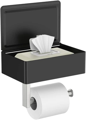 Toilet Paper Holder with Shelf, Wall-Mounted Modern Wipes Dispenser Black & Brushed Nickel Toilet Paper Holder with Storage Fits Wipes, Sanitary Napkins, Tampons 8.0"x5.3" Large Shelf Toilet Paper Holder with Shelf, Wall-Mounted Modern Wipes Dispenser Black & Brushed Nickel Toilet Paper Holder with Storage Fits Wipes, Sanitary Napkins, Tampons 8.0"x5.3" Large Shelf