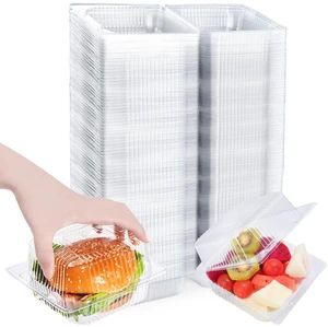 300 Pcs Heavy Duty Plastic Clear Clamshell Food Containers with Lids Disposable Hinged Individual Cake Slice Containers, To Go Food Containers for Dessert, Hamburger, Cookies, Salads, Snacksetc 300 Pcs Heavy Duty Plastic Clear Clamshell Food Containers with Lids Disposable Hinged Individual Cake Slice Containers, To Go Food Containers for Dessert, Hamburger, Cookies, Salads, Snacksetc