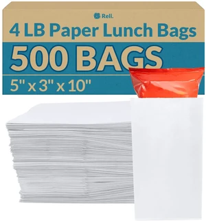 White Paper Bags | 500 Count Paper Lunch Bags Ideal for Small Lunches and Crafts | Perfect for Sandwiches and Snacks White Paper Bags | 500 Count Paper Lunch Bags Ideal for Small Lunches and Crafts | Perfect for Sandwiches and Snacks