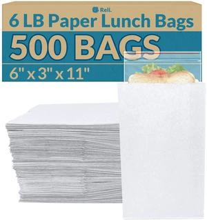 White Paper Bags | 500 Count Paper Lunch Bags Ideal for Small Lunches and Crafts | Perfect for Sandwiches and Snacks | 6 lb Capacity White Paper Bags | 500 Count Paper Lunch Bags Ideal for Small Lunches and Crafts | Perfect for Sandwiches and Snacks | 6 lb Capacity