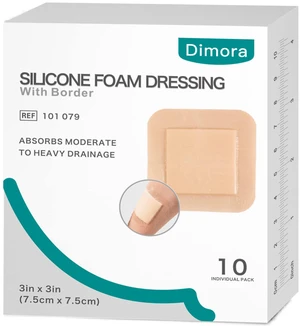 Silicone Foam Dressing Adhesive Gentle Border 3" x 3" in silicone border, waterproof adhesive foam, first aid wound care, breathable absorbent pad, 10 pack Silicone Foam Dressing Adhesive Gentle Border 3" x 3" in silicone border, waterproof adhesive foam, first aid wound care, breathable absorbent pad, 10 pack