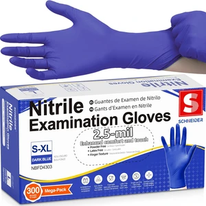 Medical Nitrile Exam Gloves, Powder & Latex Free, Darkblue 300 Ct Disposable for Medical Exams, Cooking, Food Prep, Cleaning, Home, Household Use, Size XL Medical Nitrile Exam Gloves, Powder & Latex Free, Darkblue 300 Ct Disposable for Medical Exams, Cooking, Food Prep, Cleaning, Home, Household Use, Size XL