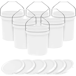 5-Gallon White Bucket Pail Container with Lid | Food Grade | Heavy-Duty Approx 90 MIL Extra Durable | Metal Handles with Plastic Grip | Multi-Use | Easy Stack and Store | BPA Free - 6 Pack 5-Gallon White Bucket Pail Container with Lid | Food Grade | Heavy-Duty Approx 90 MIL Extra Durable | Metal Handles with Plastic Grip | Multi-Use | Easy Stack and Store | BPA Free - 6 Pack