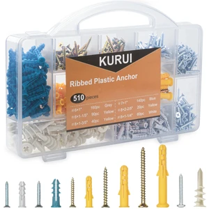 Drywall Anchors and Screws Assortment Kit, 510Pcs Dry Wall Anchors 255 Plastic Wall Expansion Anchors and 255 Phillips Flat Head Wood Screws, Wall Hanging Kit for Picture/Art Decor Drywall Anchors and Screws Assortment Kit, 510Pcs Dry Wall Anchors 255 Plastic Wall Expansion Anchors and 255 Phillips Flat Head Wood Screws, Wall Hanging Kit for Picture/Art Decor