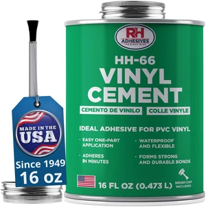 HH-66 Vinyl Cement 16 oz - Waterproof PVC & Vinyl Glue for Pools, Tarps Flexible waterproof bond, dries clear, for vinyl, PVC and canvas, pool liners, inflatables, tarps, boat seats HH-66 Vinyl Cement 16 oz - Waterproof PVC & Vinyl Glue for Pools, Tarps Flexible waterproof bond, dries clear, for vinyl, PVC and canvas, pool liners, inflatables, tarps, boat seats