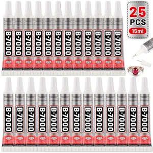 25 Tube 15ML B7000 Glue Clear with Precision Tip, Bulk B-7000 Craft Glue Rhinestone Bedazzling Glue Super Adhesive for DIY Jewelry Making Nail Art Fabric Shoes Phone Repair 25 Tube 15ML B7000 Glue Clear with Precision Tip, Bulk B-7000 Craft Glue Rhinestone Bedazzling Glue Super Adhesive for DIY Jewelry Making Nail Art Fabric Shoes Phone Repair