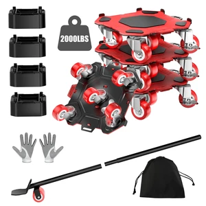 Furniture Dolly, 2000LBS Furniture Movers with Wheels 5-Wheel Carbon Steel Dolly with Lifter, 360°Swivel Locking Casters for Sofa, Refrigerator, Washer & Cabinet,6in Red Furniture Dolly, 2000LBS Furniture Movers with Wheels 5-Wheel Carbon Steel Dolly with Lifter, 360°Swivel Locking Casters for Sofa, Refrigerator, Washer & Cabinet,6in Red