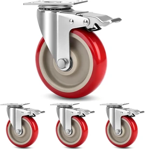 5 Inch Industrial Heavy Duty Swivel Caster Wheels with Brake,Set of 4 Safety Locking Casters,Load 2400lbs,Premium Polyurethane Wheels for Table,Trailer,Saw Table,Stage Toolbox,Bed,Corn Board 5 Inch Industrial Heavy Duty Swivel Caster Wheels with Brake,Set of 4 Safety Locking Casters,Load 2400lbs,Premium Polyurethane Wheels for Table,Trailer,Saw Table,Stage Toolbox,Bed,Corn Board