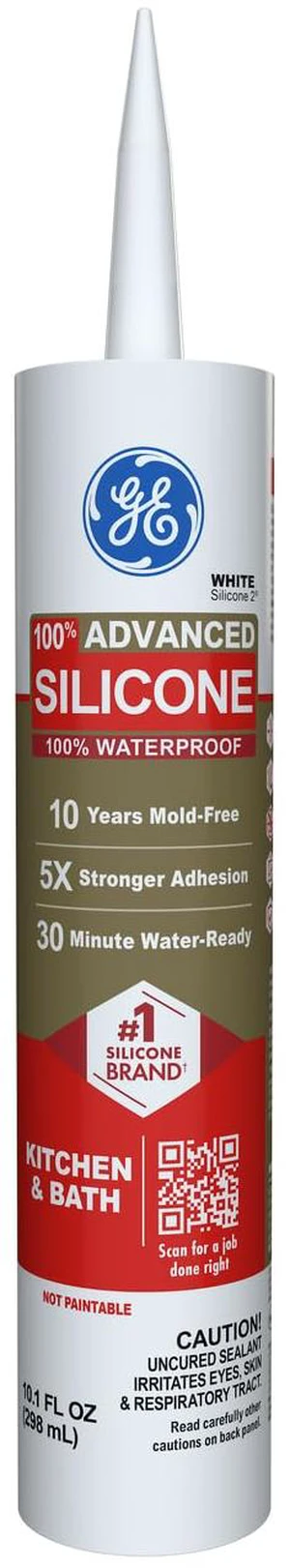 Advanced Silicone Caulk for Kitchen & Bathroom, White, 10 fl oz Cartrid, 1 Pack - 100% Waterproof Silicone Sealant, 5X Stronr Adhesion, Shrink & Crack Proof Advanced Silicone Caulk for Kitchen & Bathroom, White, 10 fl oz Cartrid, 1 Pack - 100% Waterproof Silicone Sealant, 5X Stronr Adhesion, Shrink & Crack Proof