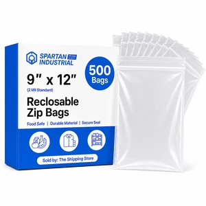 9 X 12 (500 Count) 2 Mil Clear Reclosable Zip Plastic Poly Bags with Resealable Lock Seal Zipper 9 X 12 (500 Count) 2 Mil Clear Reclosable Zip Plastic Poly Bags with Resealable Lock Seal Zipper