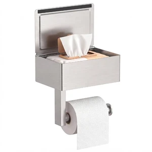 Toilet Paper Holder with Shelf, Wall-Mounted Modern Wipes Dispenser Brushed Nickel Toilet Paper Holder with Storage Baby Wipes Dispenser for Bathroom 6.5"x4.5" Small Shelf Toilet Paper Holder with Shelf, Wall-Mounted Modern Wipes Dispenser Brushed Nickel Toilet Paper Holder with Storage Baby Wipes Dispenser for Bathroom 6.5"x4.5" Small Shelf