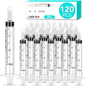 120 PCS 3ml Syringe with Cap for Liquid, Oral Syringe without Needles for Medicine Dropper, Colostrum Collect, Liquid Measuring, Individually Sealed, Luer Slip 120 PCS 3ml Syringe with Cap for Liquid, Oral Syringe without Needles for Medicine Dropper, Colostrum Collect, Liquid Measuring, Individually Sealed, Luer Slip