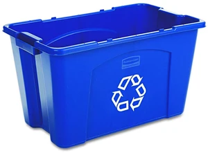 Recycling Bin/Box for Paper and Packaging, Stackable, 18 GAL, for Indoors/Outdoors/Garages/Homes/Commercial Facilities, Blue Recycling Bin/Box for Paper and Packaging, Stackable, 18 GAL, for Indoors/Outdoors/Garages/Homes/Commercial Facilities, Blue