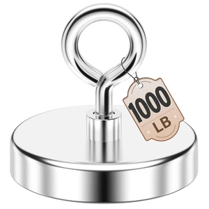 1000 LBS High Power Fishing Magnet, 3.54 Inch Rare Earth Magnet High Power Magnet Use, Rare Earth Magnet, Heavy Duty Metal Retrieval, Eye Bolt Design, Outdoor and Workshop Cleanup 1000 LBS High Power Fishing Magnet, 3.54 Inch Rare Earth Magnet High Power Magnet Use, Rare Earth Magnet, Heavy Duty Metal Retrieval, Eye Bolt Design, Outdoor and Workshop Cleanup